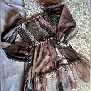 Aritzia Wilfred ‘tempest’ patterned mini dress - Size Medium